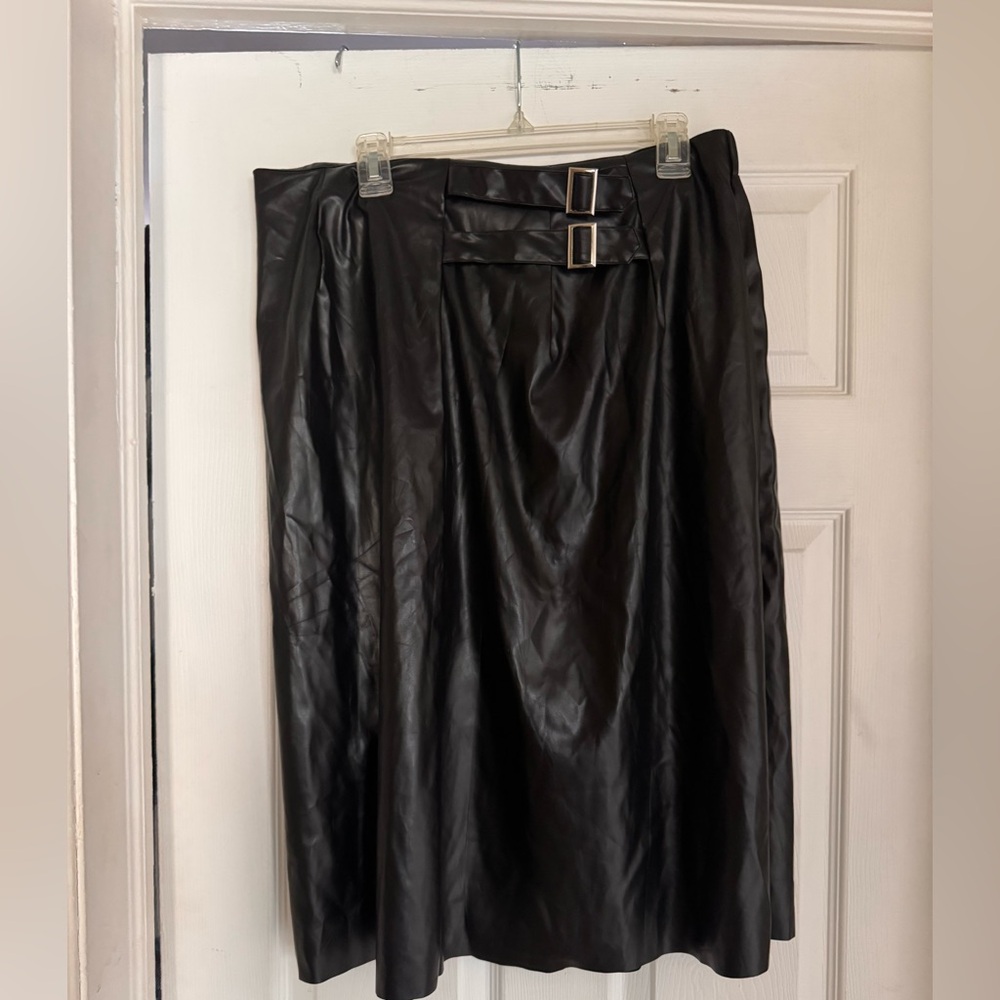 SHEIN Black Belted Midi Skirt